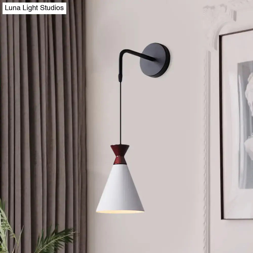 Minimalist black & white conical wall light – bedroom iron wall sconce