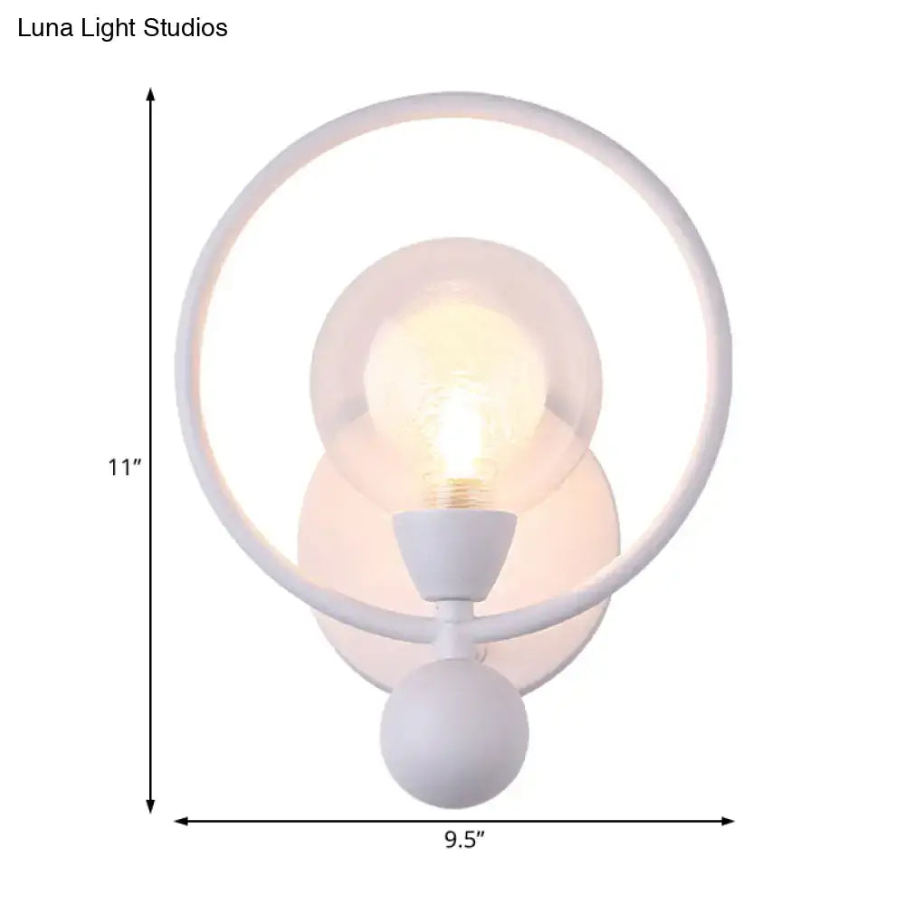 Minimalist black & white glass ball wall sconce bedroom light