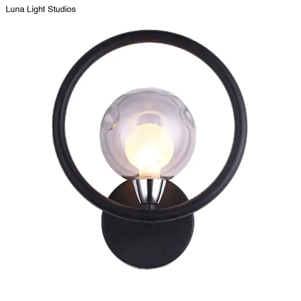 Minimalist black & white glass ball wall sconce bedroom light