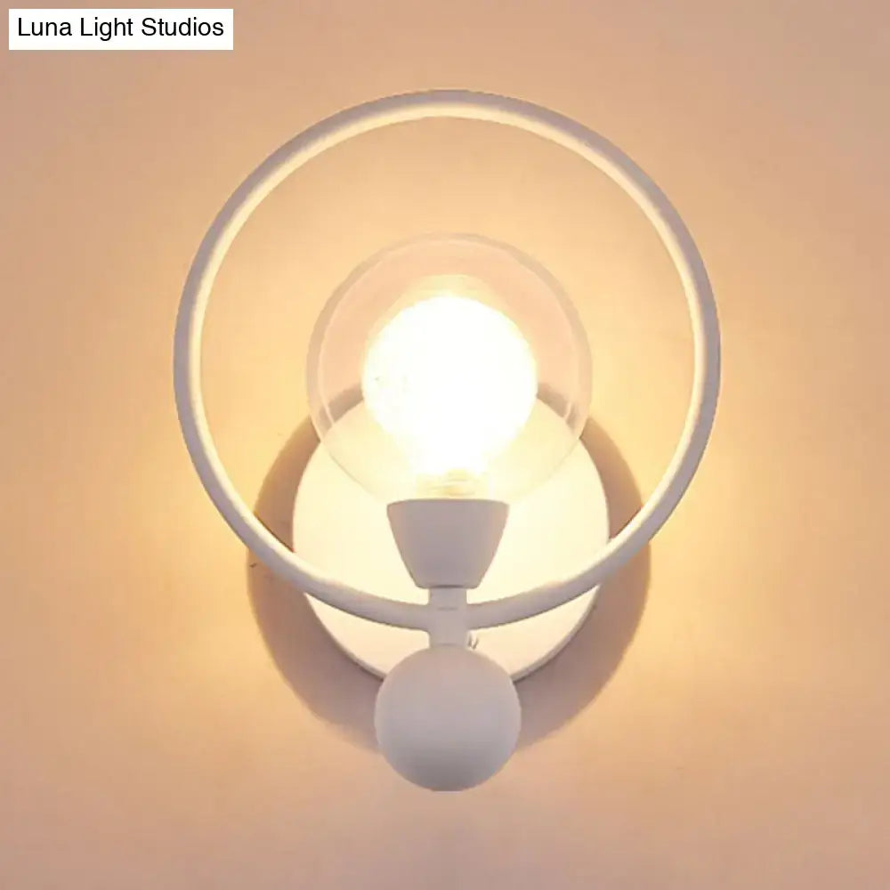 Minimalist black & white glass ball wall sconce bedroom light