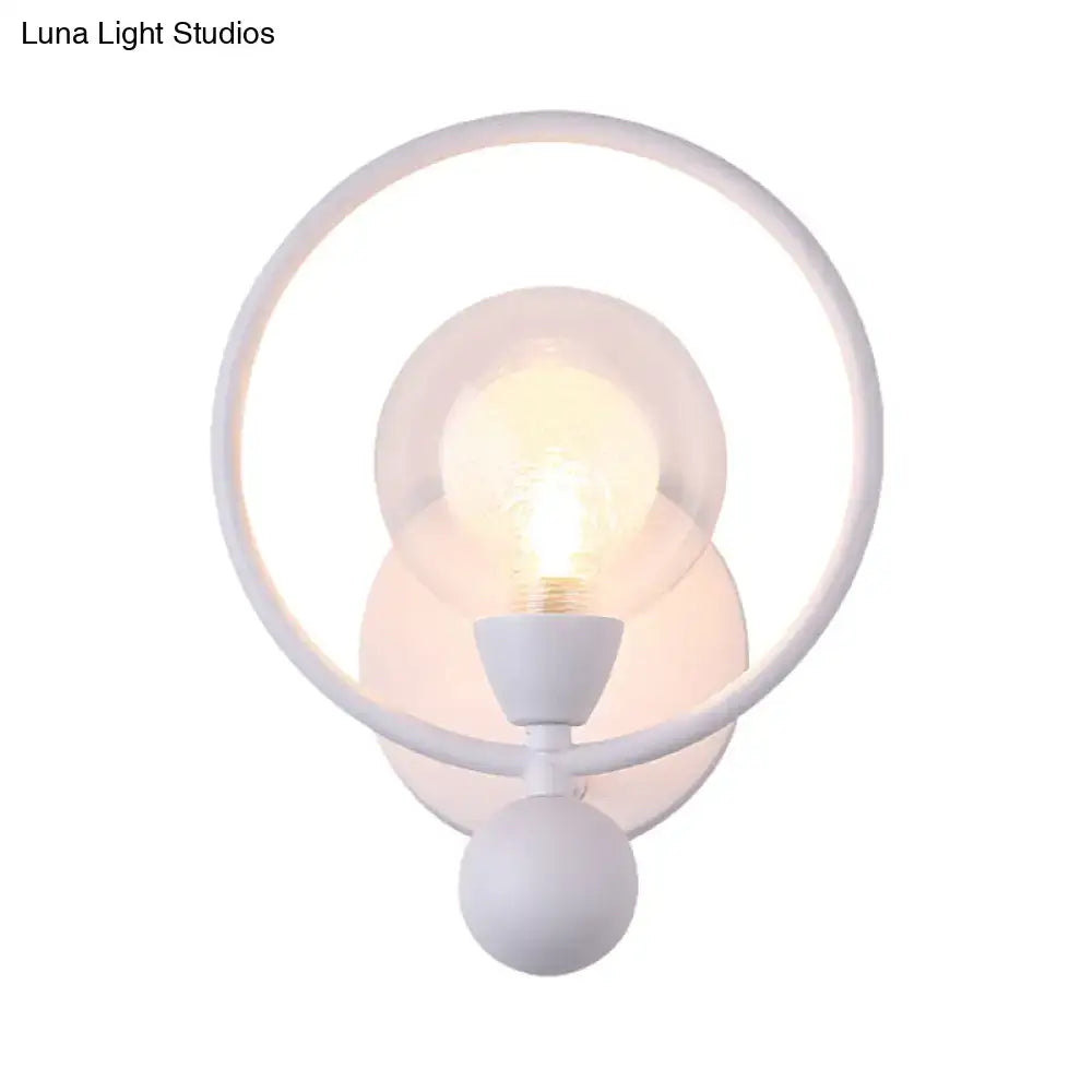 Minimalist black & white glass ball wall sconce bedroom light