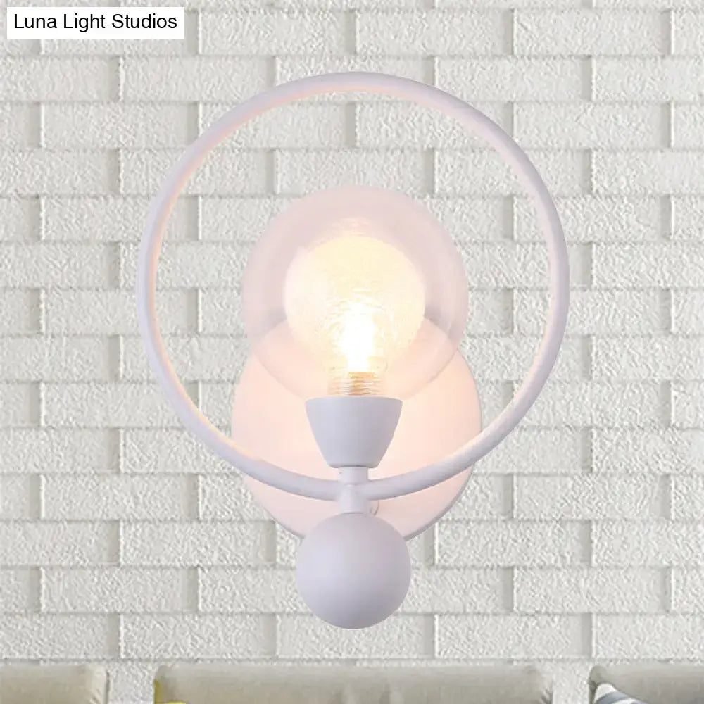 Minimalist black & white glass ball wall sconce bedroom light