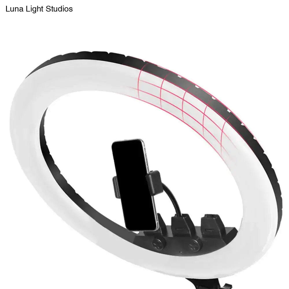 Minimalist black & white led ring light bedroom phone holder color temperature