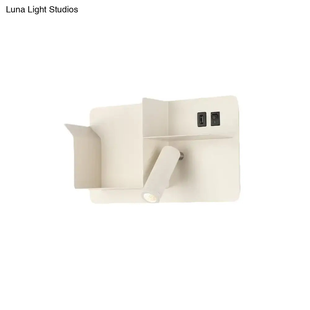 Minimalist black & white metal tubular wall light bedroom sconce
