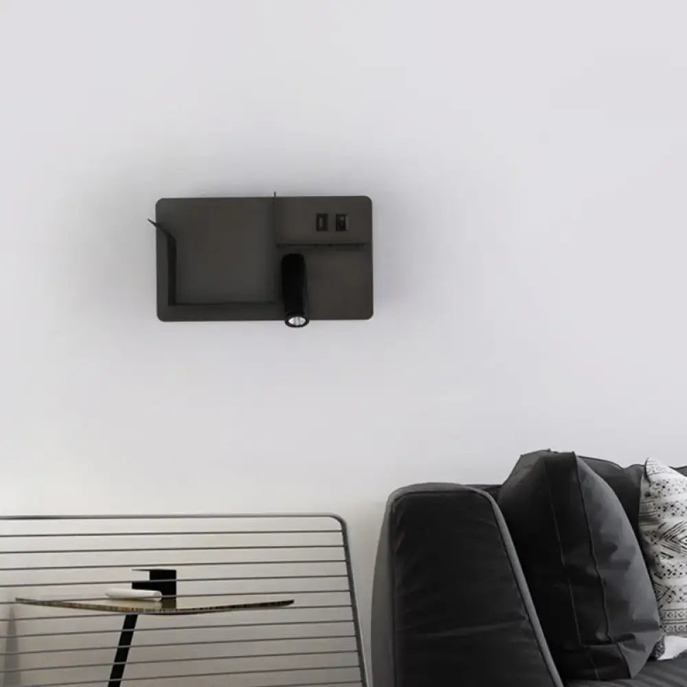 Minimalist black & white metal tubular wall light bedroom sconce