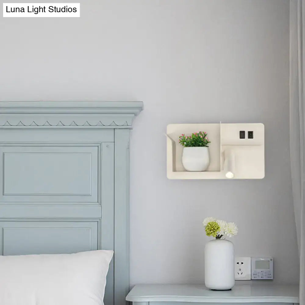 Minimalist black & white metal tubular wall light bedroom sconce