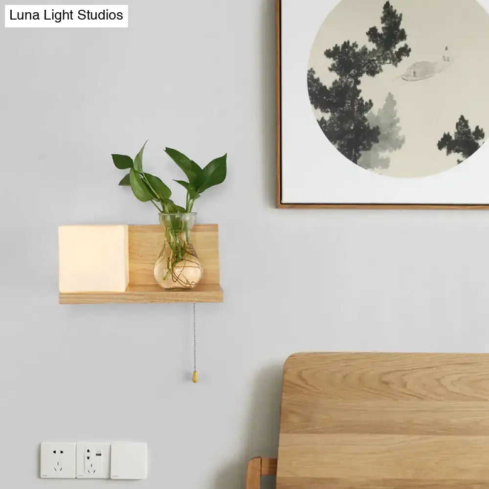 Minimalist brass and glass geometric wall sconce bedroom light
