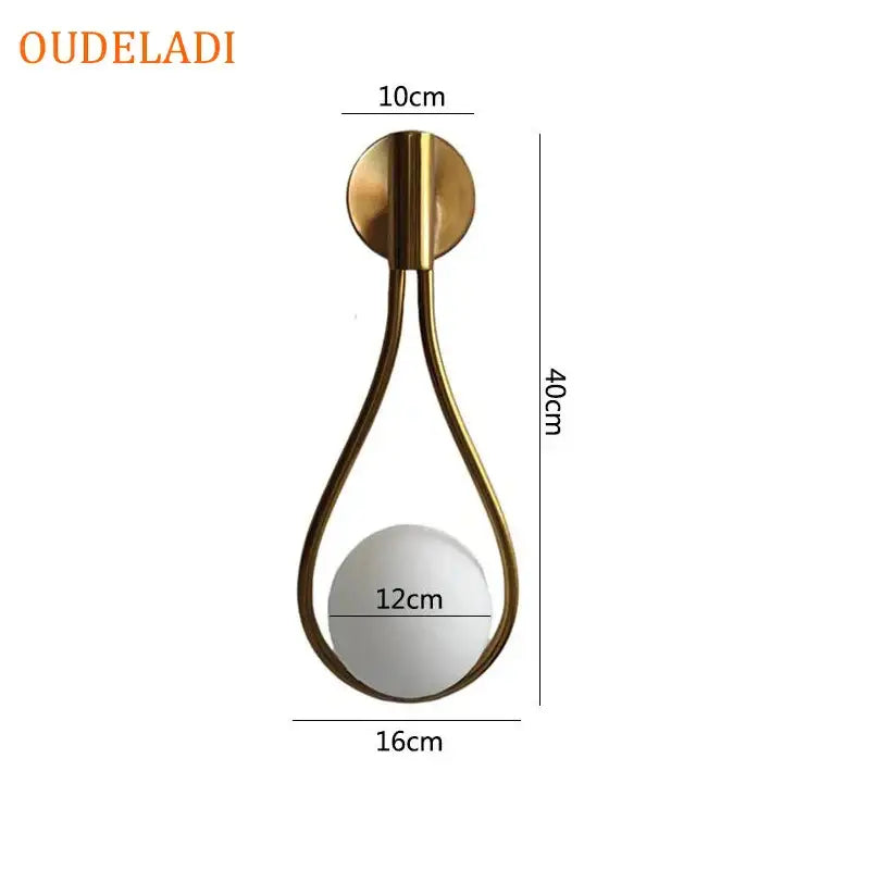 Minimalist brass glass ball wall sconce living room light
