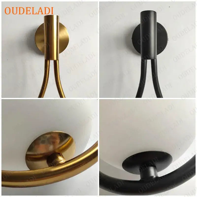 Minimalist brass glass ball wall sconce living room light