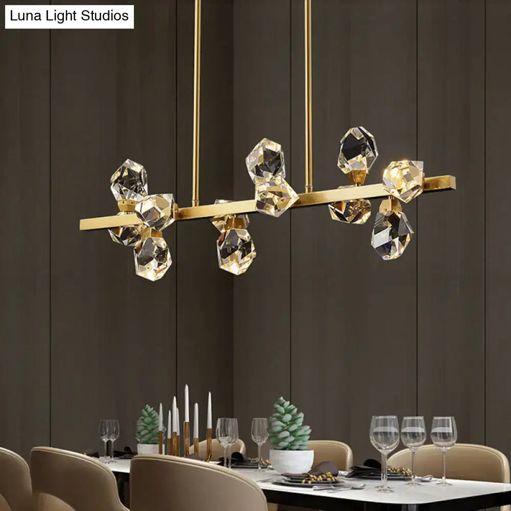 Minimalist brass led gemstone dining room ceiling light