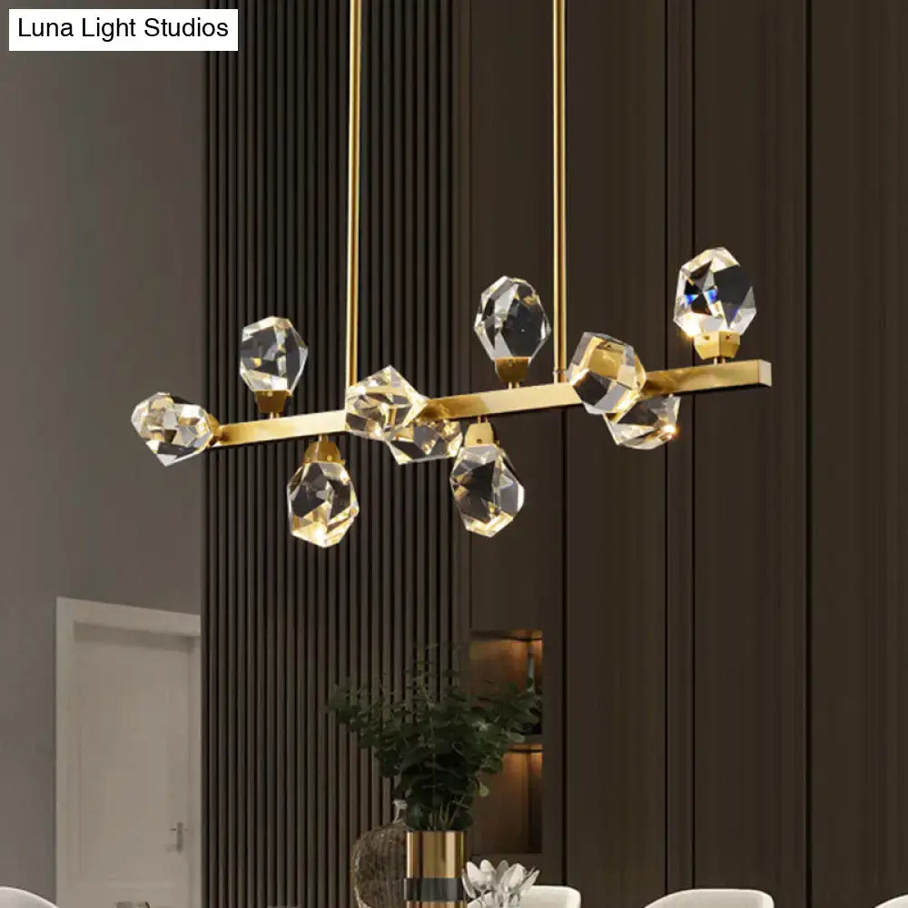 Minimalist brass led gemstone dining room ceiling light