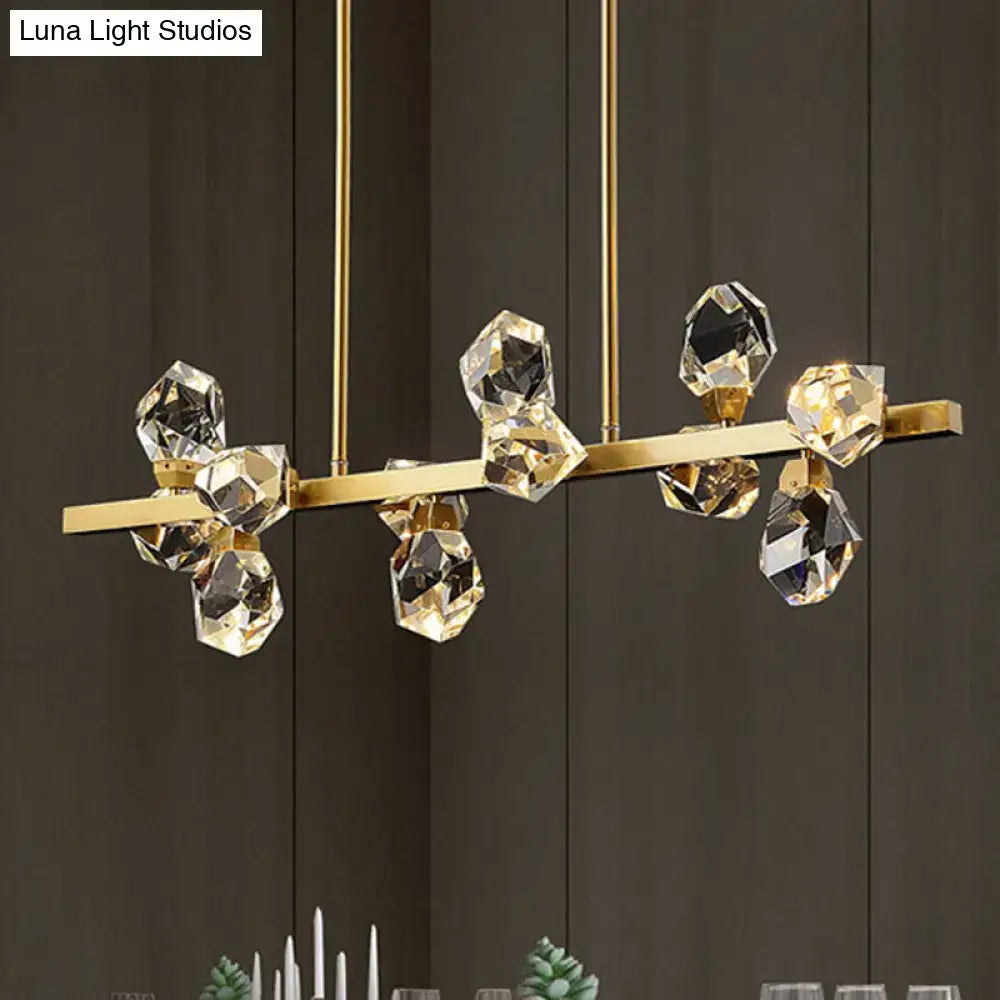 Minimalist brass led gemstone dining room ceiling light