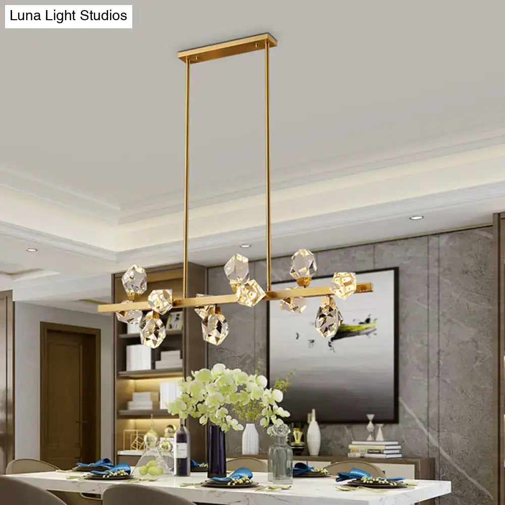 Minimalist brass led gemstone dining room ceiling light