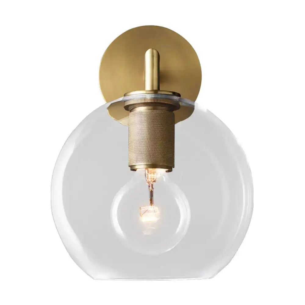 Minimalist bronze wall sconce with glass shade bedroom light
