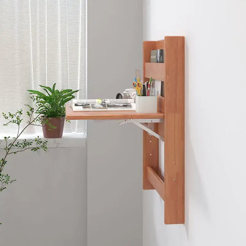 Minimalist brown compact corner desk bedroom foldable storage table