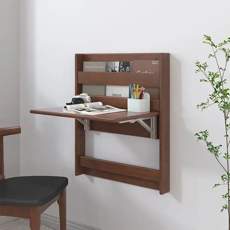 Minimalist brown compact corner desk bedroom foldable storage table