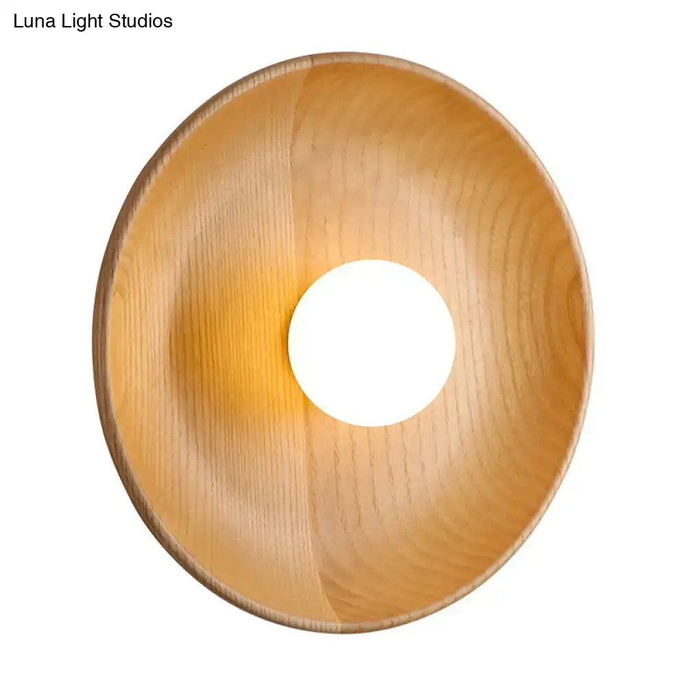 Minimalist brown wood wall light living room tray sconce