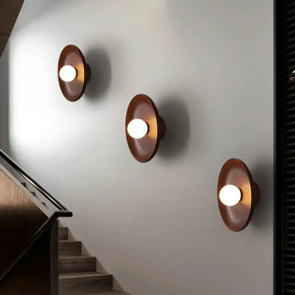 Minimalist brown wood wall light living room tray sconce