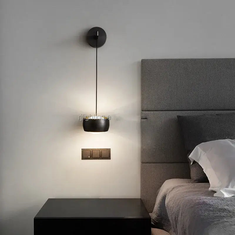 Minimalist brushed brass & matte black led wall lamp for bedroom