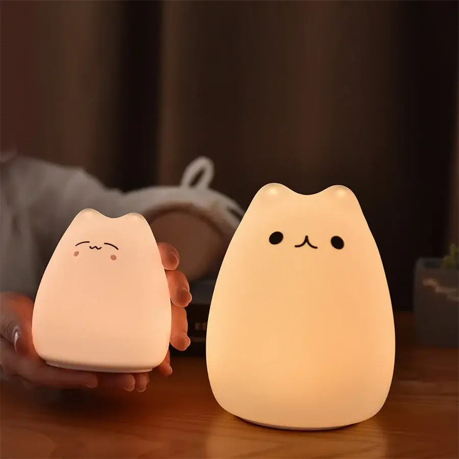 Minimalist cat silicone led night light bedroom lamp 3 colors