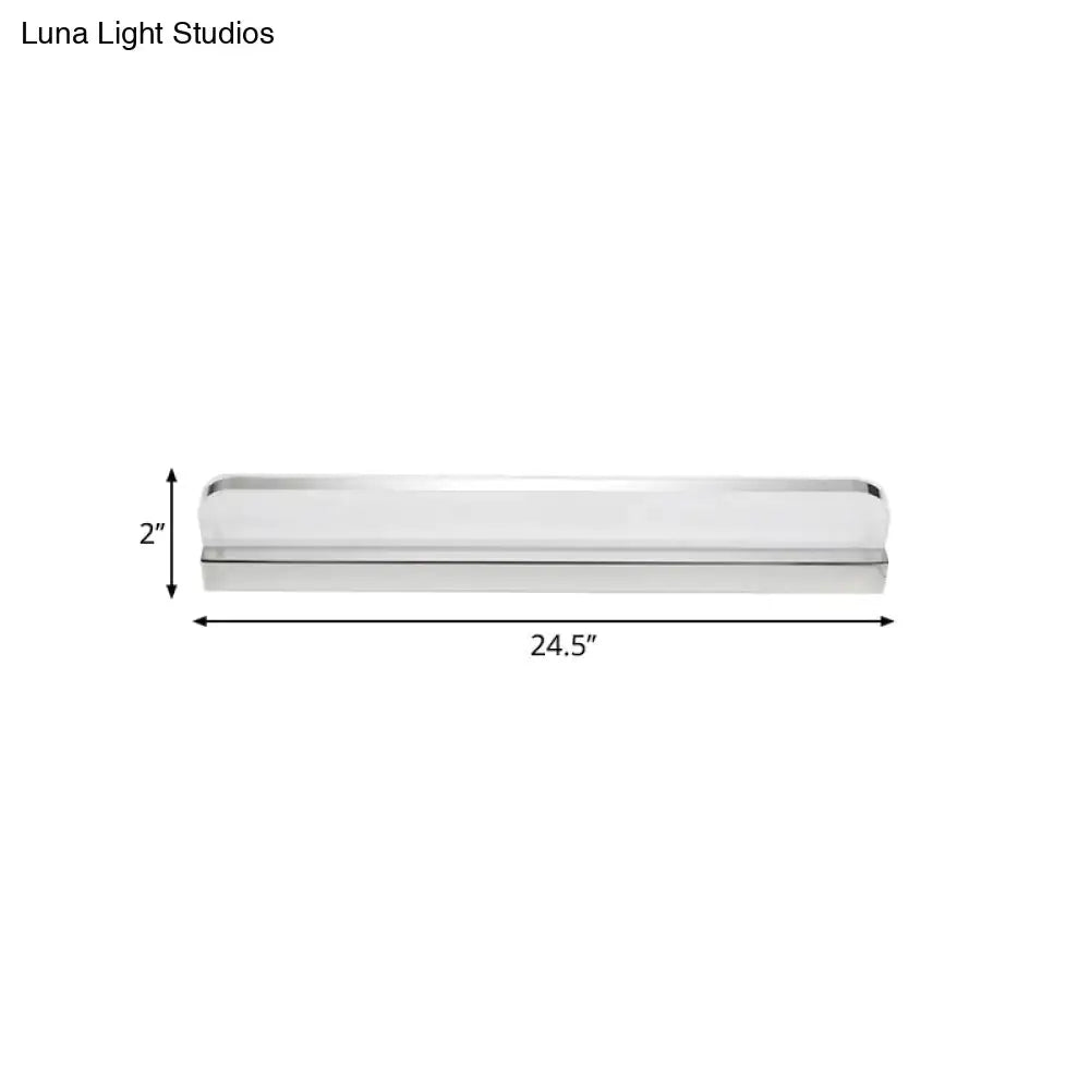 Minimalist chrome led vanity wall light for bathroom