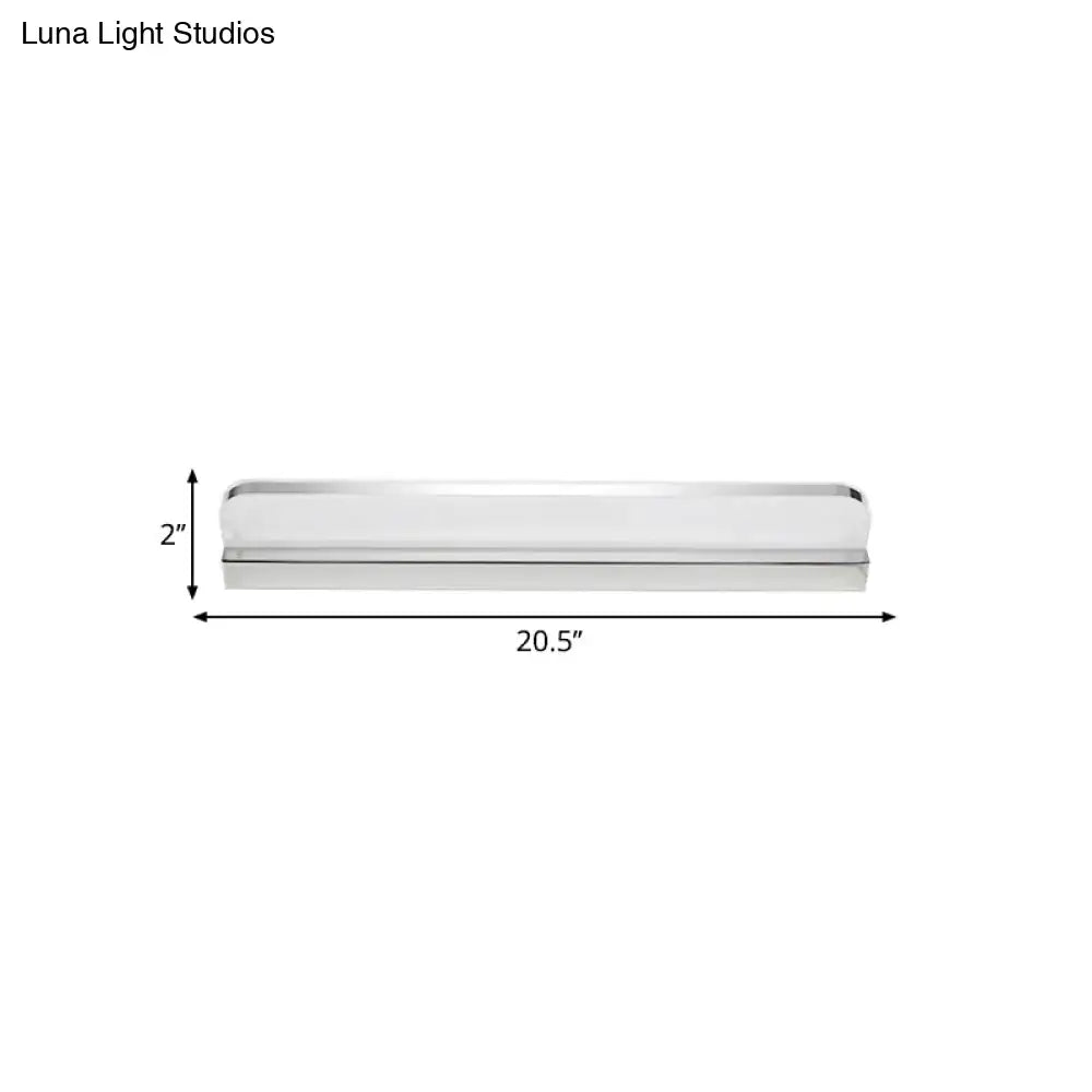 Minimalist chrome led vanity wall light for bathroom