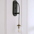 Minimalist clear glass wall mounted sconce black & brass bedroom light