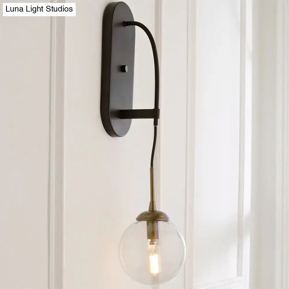 Minimalist clear glass wall mounted sconce black & brass bedroom light