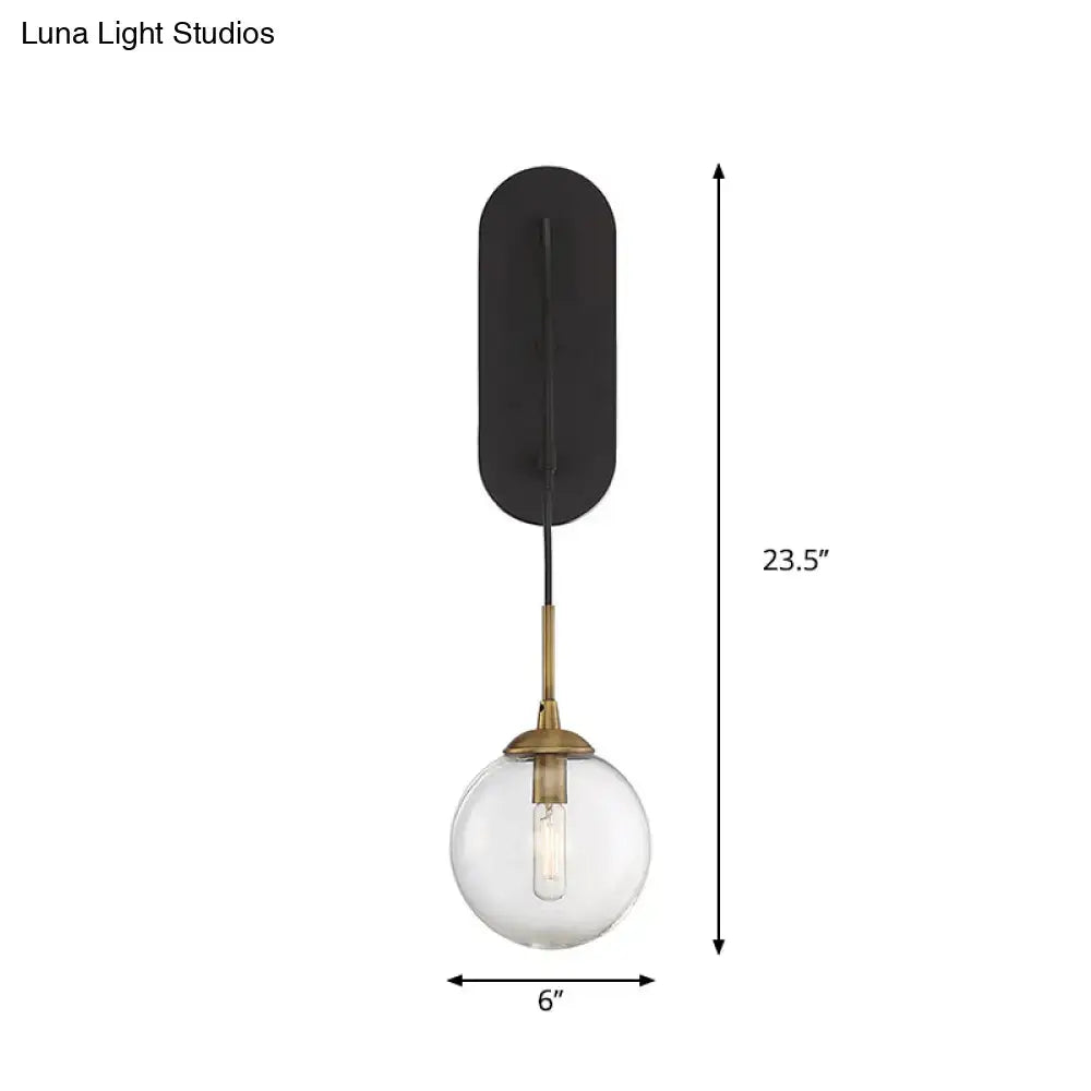 Minimalist clear glass wall mounted sconce black & brass bedroom light