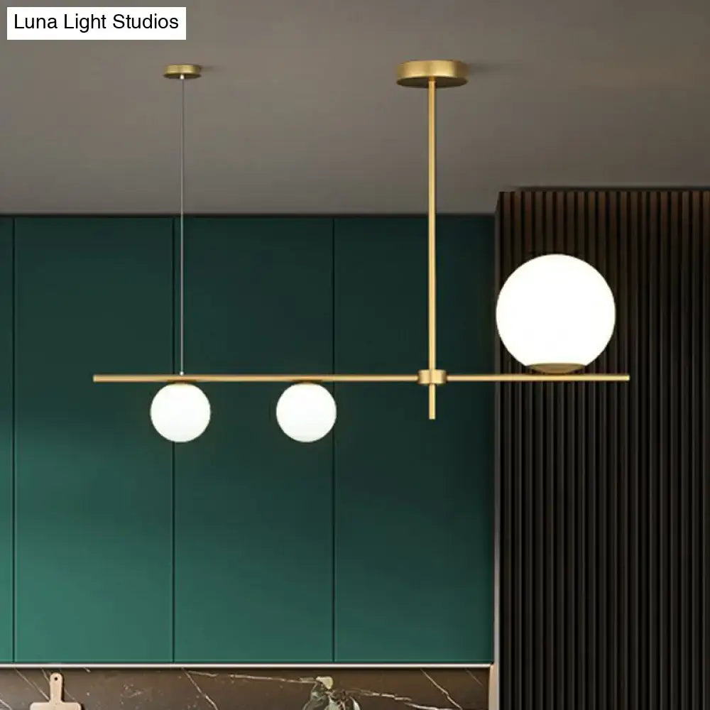 Minimalist cream glass globe island pendant light for dining room
