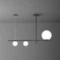 DecorBites™ minimalist globe island pendant light with cream glass globes for dining room in matte black frame
