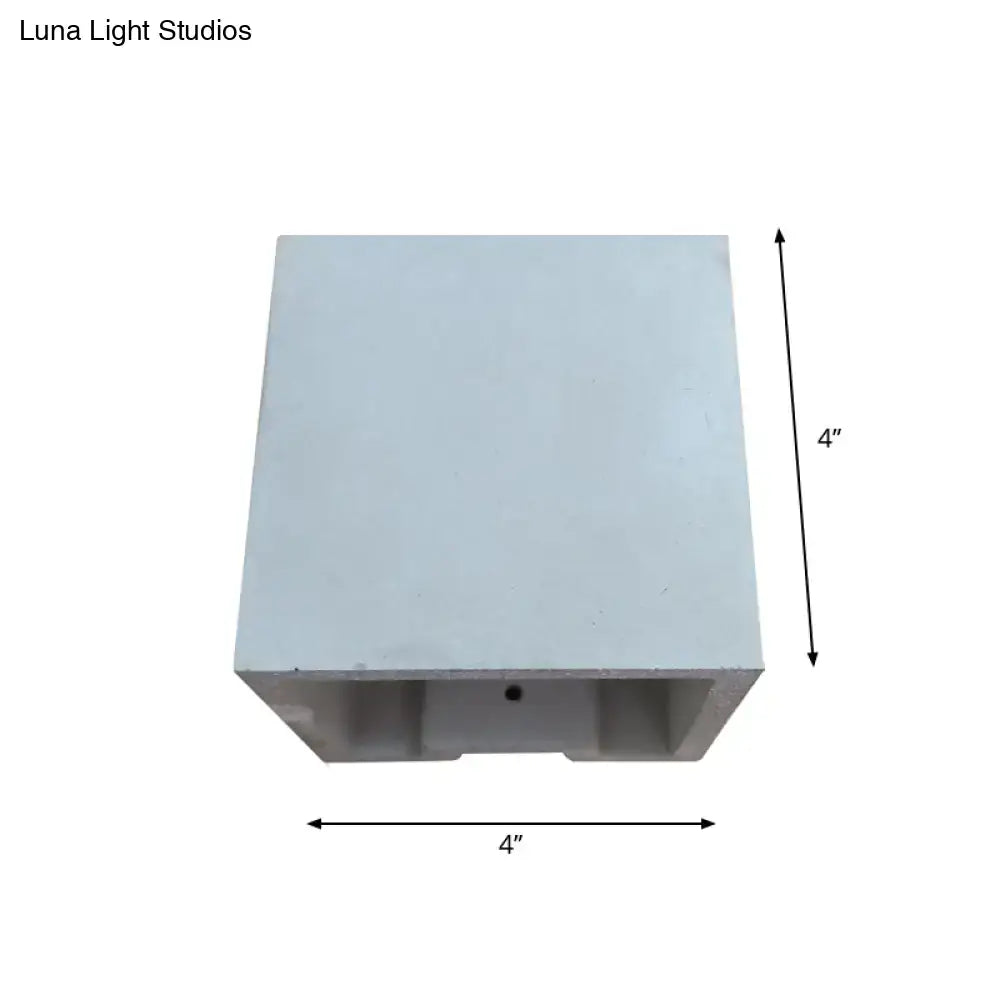 Minimalist cube cement flush mount wall light for stairs