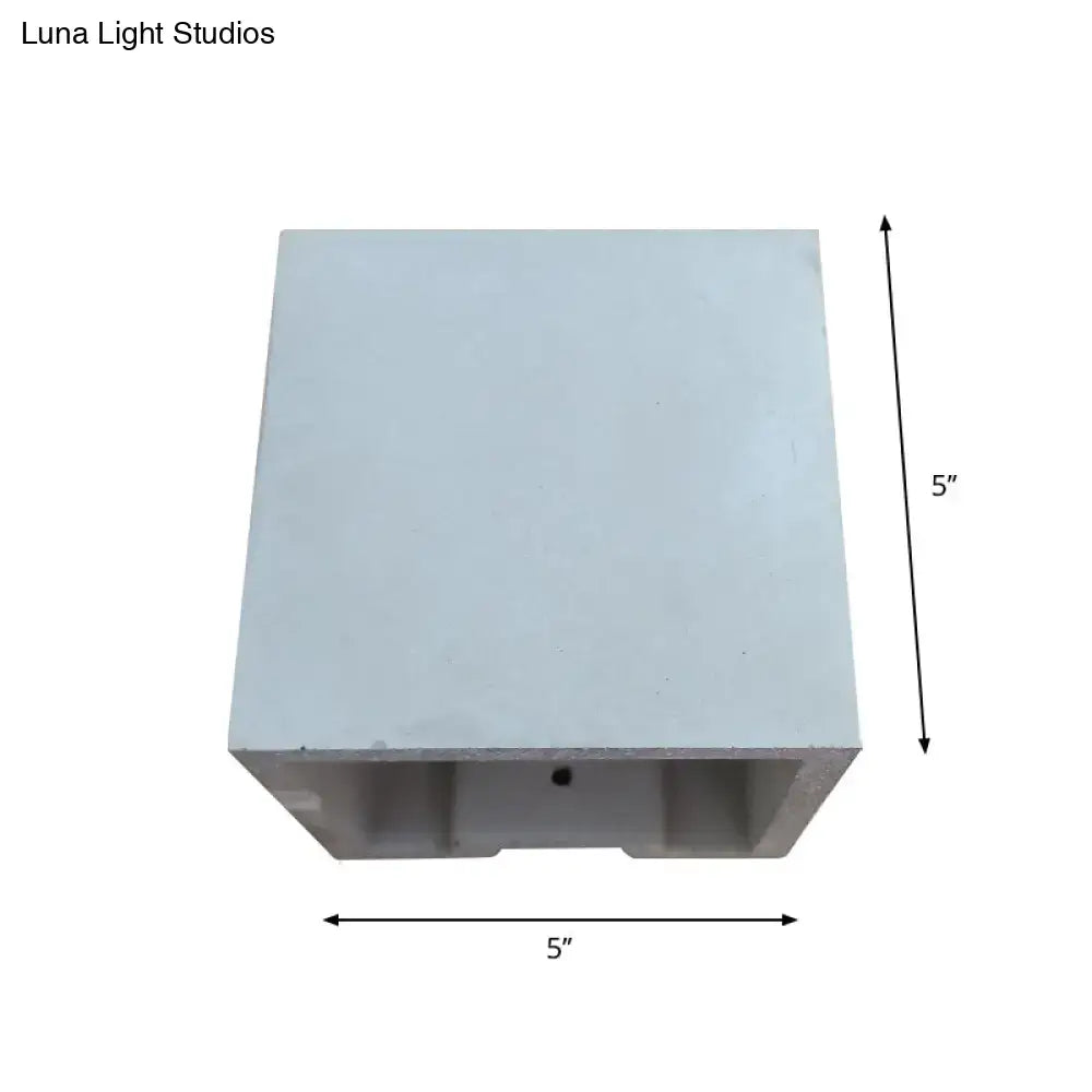 Minimalist cube cement flush mount wall light for stairs