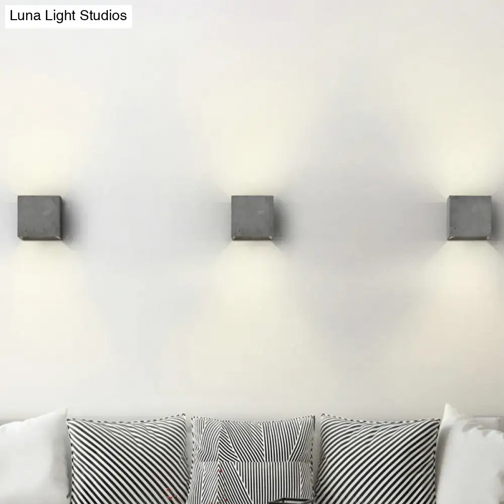 Minimalist cube cement flush mount wall light for stairs