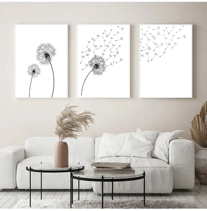 Minimalist Dandelion Canvas Art Set