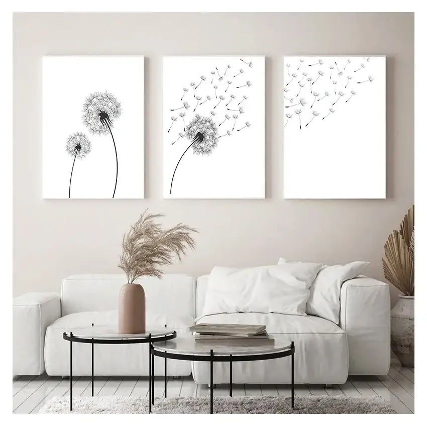 Minimalist Dandelion Canvas Art Set