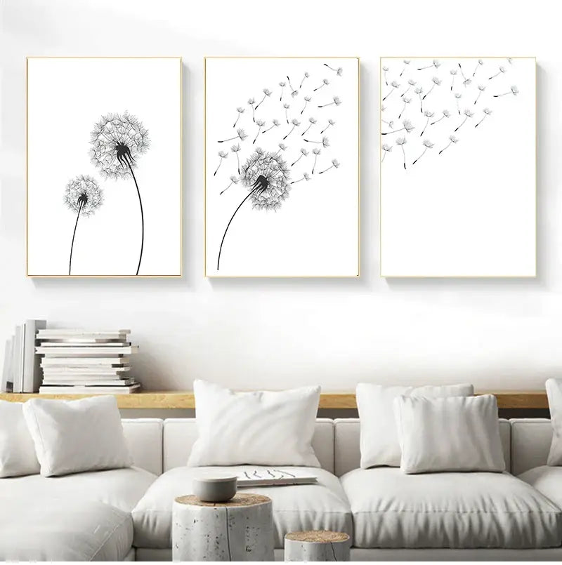 Minimalist Dandelion Canvas Art Set