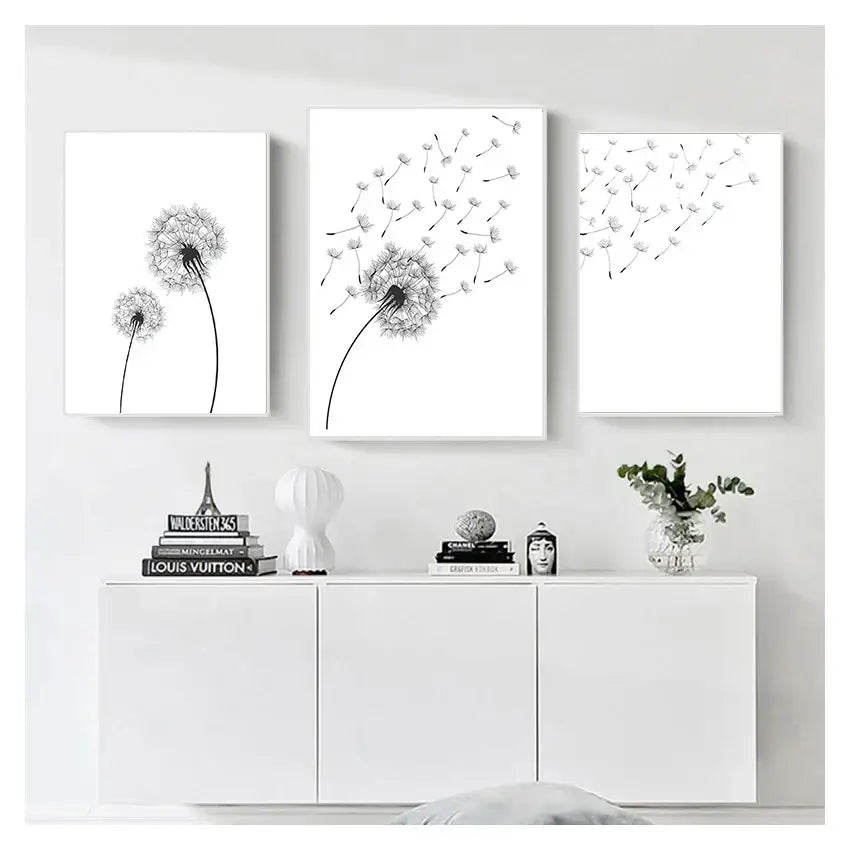 Minimalist Dandelion Canvas Art Set