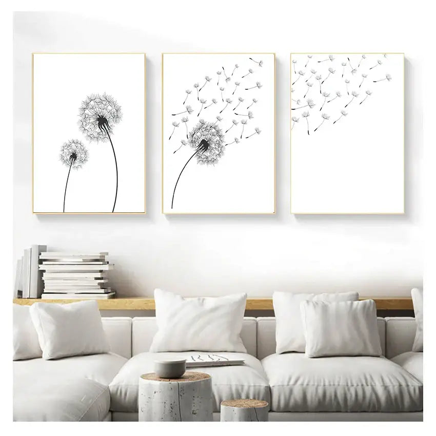 Minimalist Dandelion Canvas Art Set