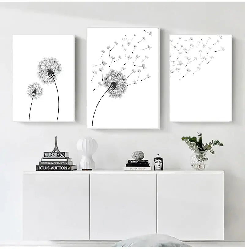 Minimalist Dandelion Canvas Art Set