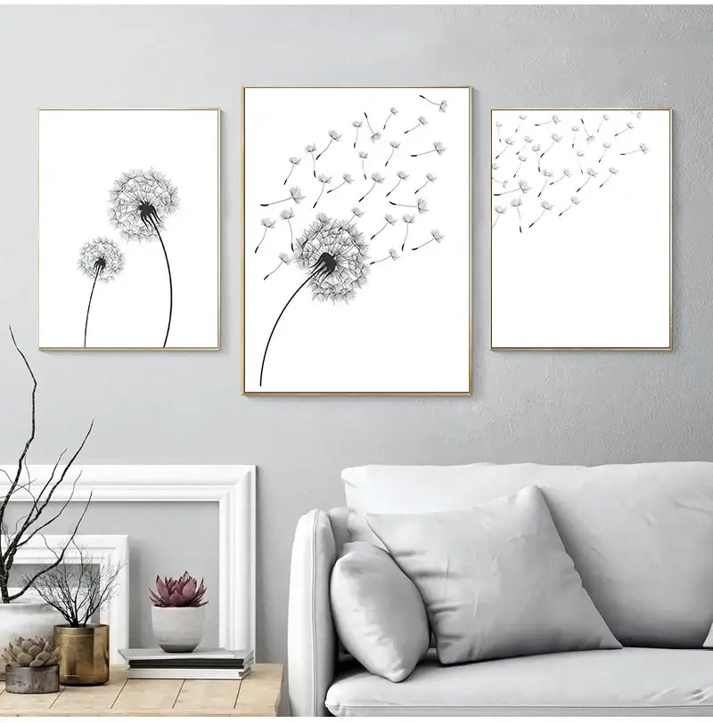 Minimalist Dandelion Canvas Art Set