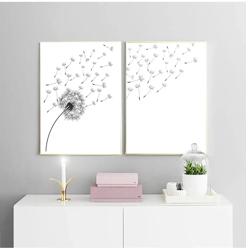Minimalist Dandelion Canvas Art Set