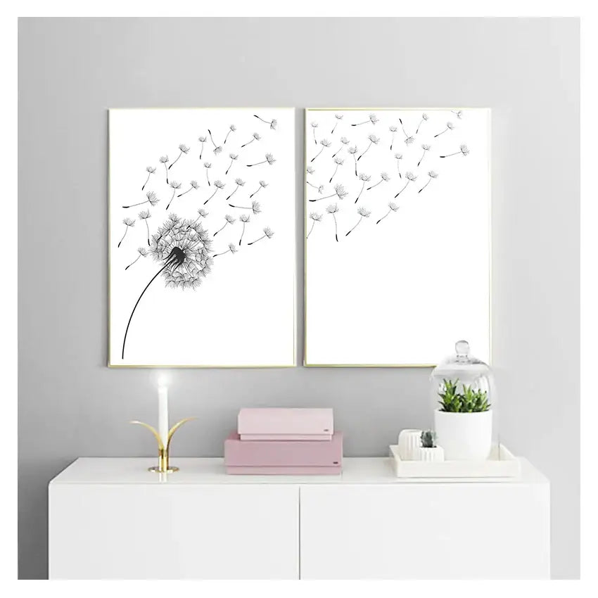 Minimalist Dandelion Canvas Art Set