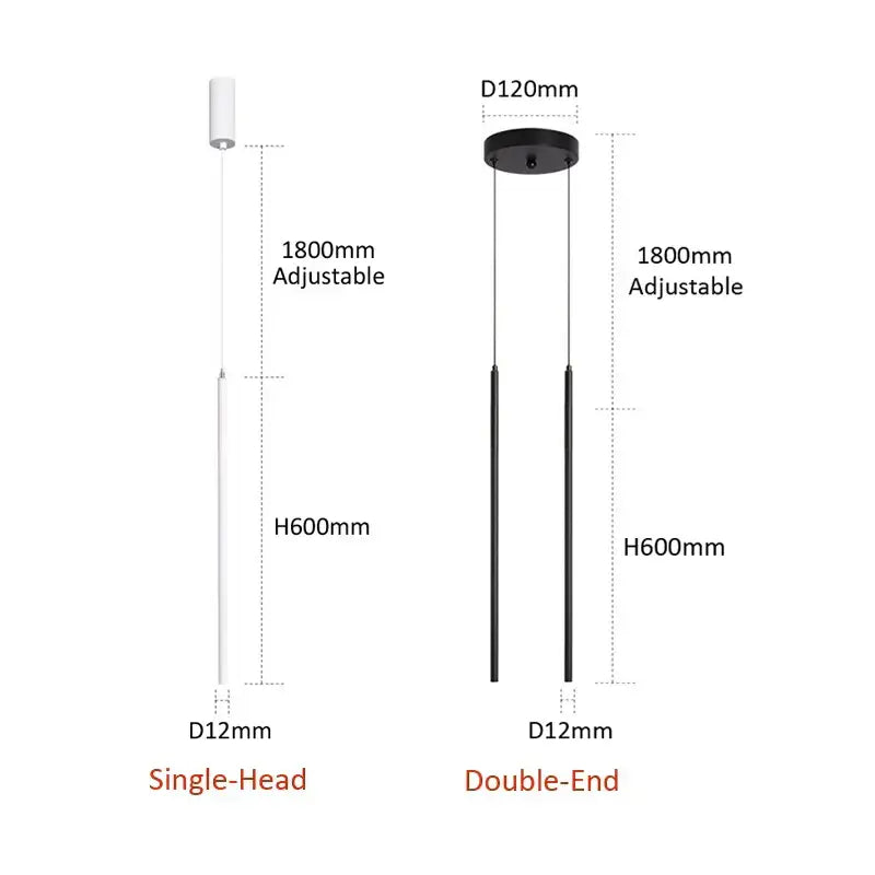 Minimalist decorbites black slim led pendant lamp dining room light
