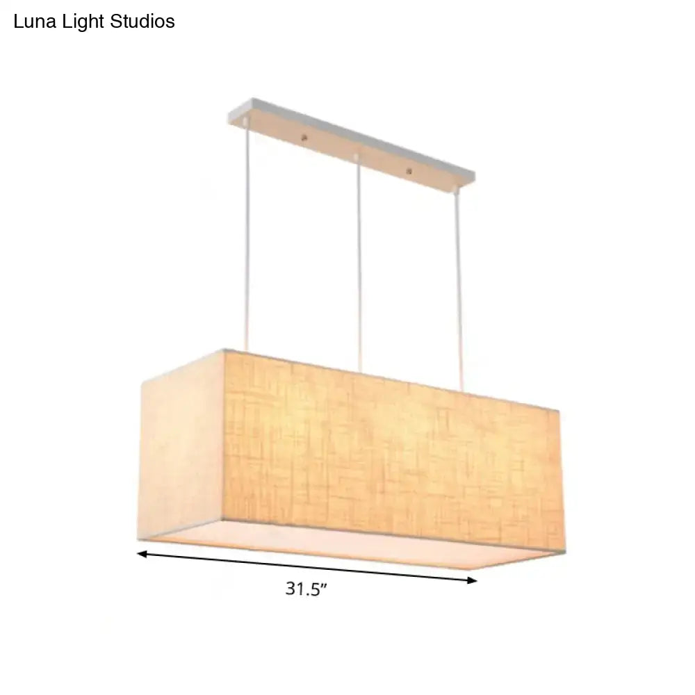Minimalist flaxen rectangle island lighting kitchen fabric pendant