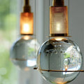 Minimalist globe crystal shade hanging lamp living room brass mesh