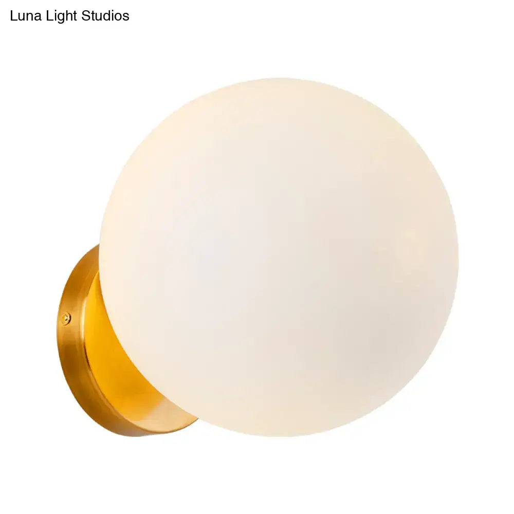Minimalist gold and white glass ball sconce bedroom wall light