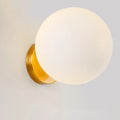 Minimalist gold and white glass ball sconce bedroom wall light