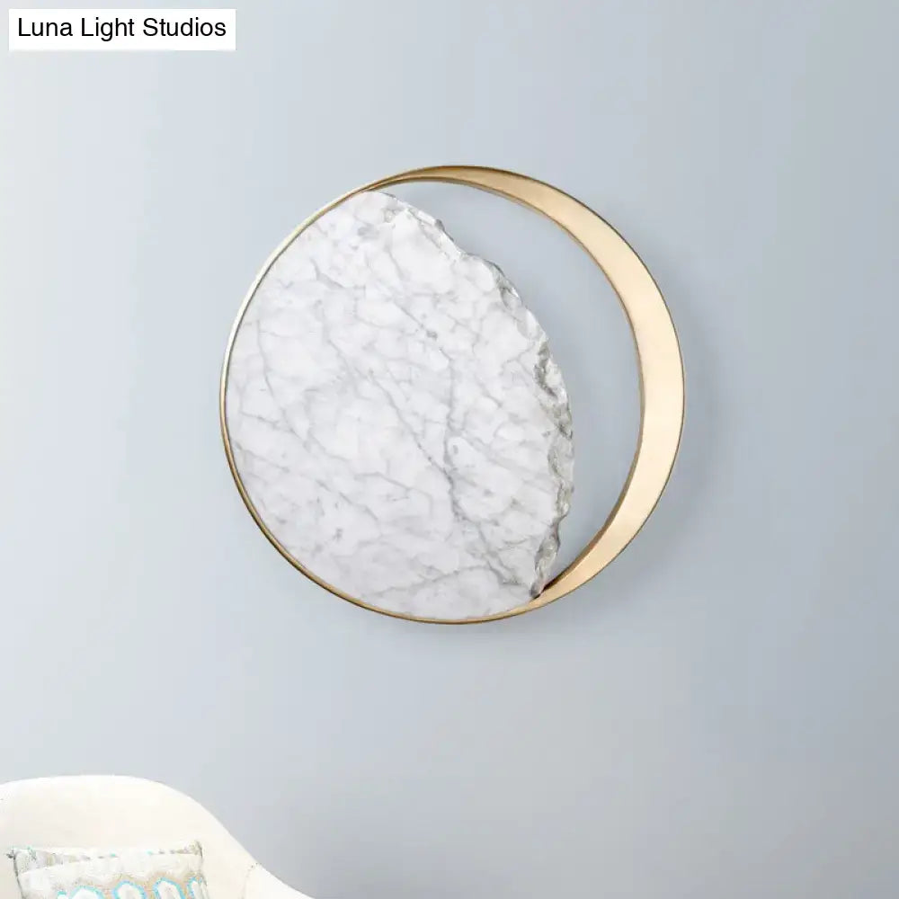 Minimalist gold and white moon wall lamp for living room