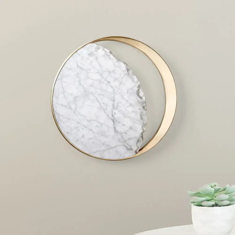 Minimalist gold and white moon wall lamp for living room